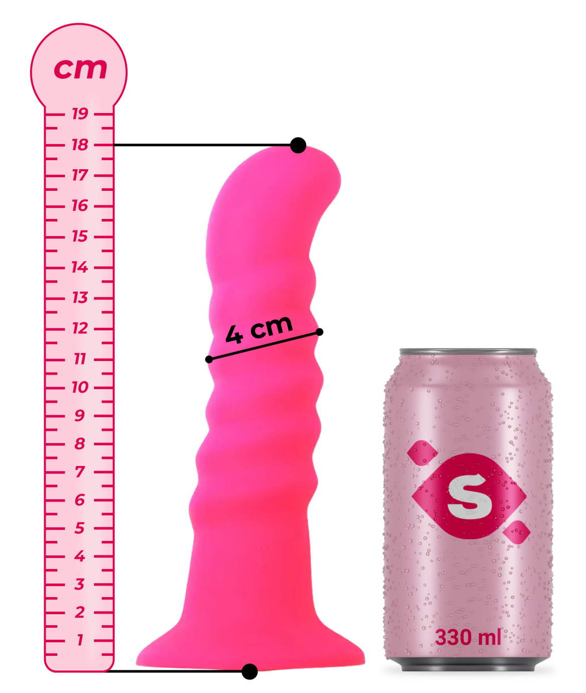 Silikónové dildo s prísavkou Hot Pink (18 cm) + darček Toybag