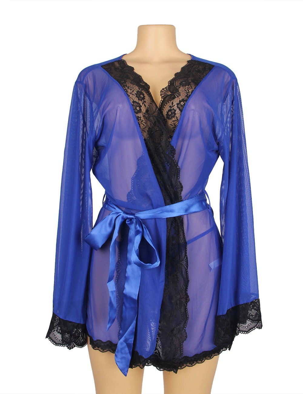 Čipkovaný modrý župan Embrace Yourself