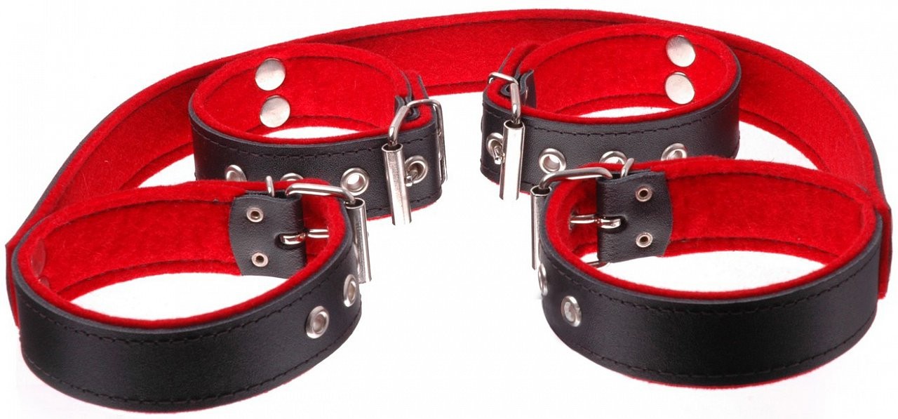 Kožená putá na ruky a nohy BlackRed