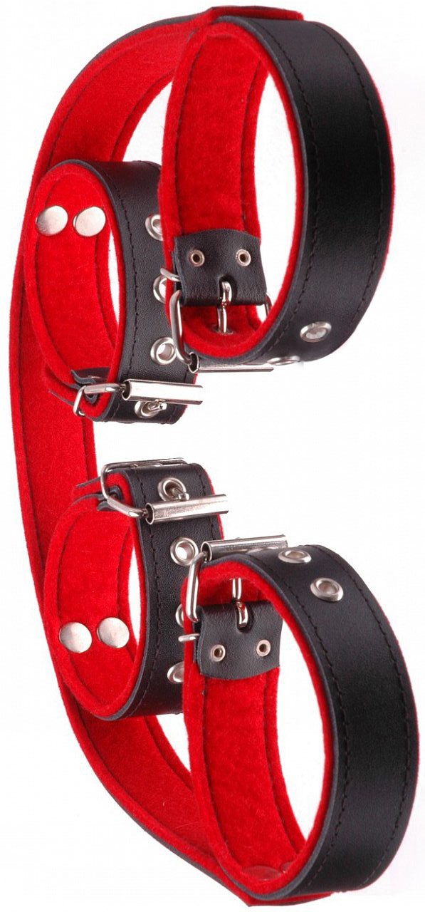 Kožená putá na ruky a nohy BlackRed