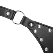 Ouch! PU Leather Chastity Thong with Chain Detail