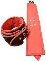 Kožené putá na nohy BlackRed + darček retiazky navyše