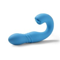 JOI THRUST 2  Pressure Sensing App Controlled Thrusting G-spot Vibrator & Tongue Clit Licker Blue