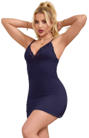Blue Sexy Modal Lace Bow Suspender Nightdress