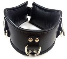 ROUGE Leather Padded Posture Collar With 3 D-Rings Black