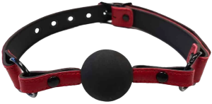 ROUGE Leather Ball Gag Burgundy with Black Accessories