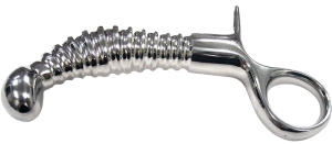 ROUGE Stainless Steel Anal Ribbed with Handle Plug