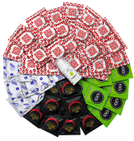 Súprava vrúbkovaných kondómov – Stimulation pack (72 ks) + SE hrejivý lubrikačný gél 15 ml