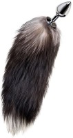 Silver anal plug with a fox tail