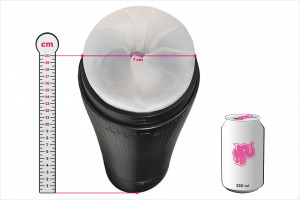 Fleshlight Flight Pilot - rozmery v porovnaní s plechovkou
