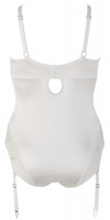 Plus size perleťovo biele body Suspenders