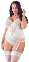 Plus size perleťovo biele body Suspenders