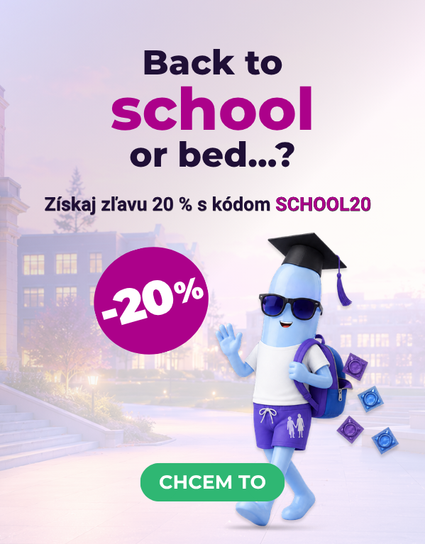 Back to school or bed? Získajte zľavu 20 % s kódom SCHOOL20. Akcia platí do 30. 9. 2026 na Kondomshope.